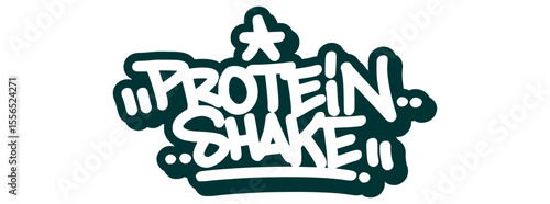 Graffiti tag of “Protein Shake” with bold fitness vibe and strong spray strokes. Perfect for gym visuals, sport drinks, and active lifestyle branding.