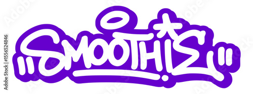 Urban graffiti tag of “Smoothie” in soft, playful lettering with splash details. Ideal for healthy drink design, fruity posters, and lifestyle branding.