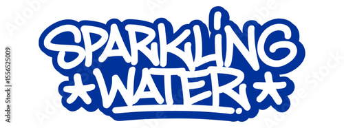 Graffiti tag of “Sparkling Water” in bubbly, fresh style with bright spray effects. Great for clean modern drink visuals and stylish packaging.