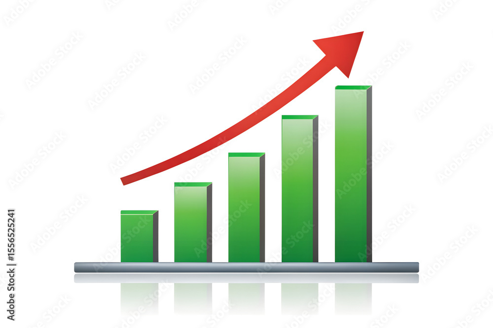 Business growth chart with arrow isolated on transparent background Business growth chart with arrow isolated on transparent background