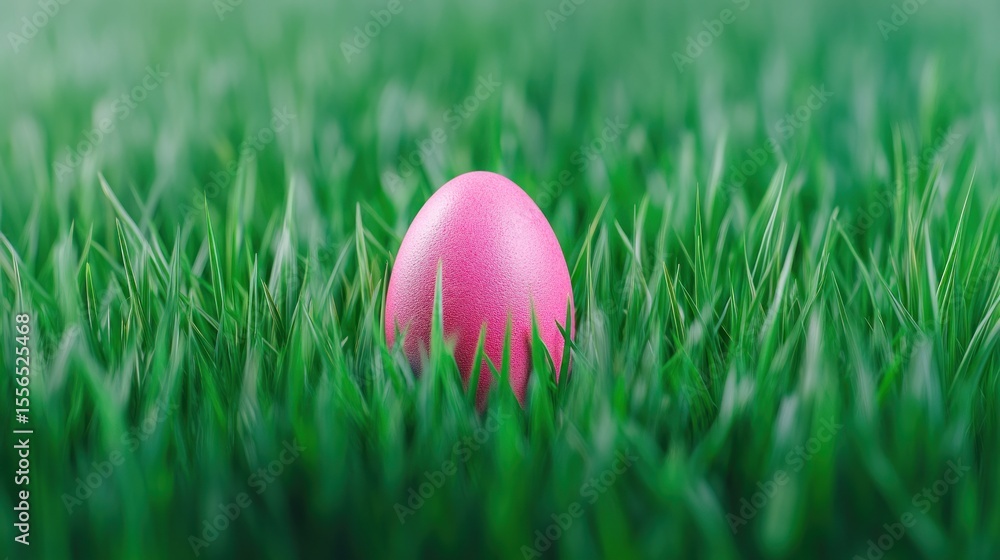 Pink easter egg in grass Pink easter egg in grass