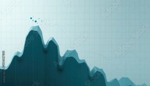 Abstract 3D graph depicting fluctuating data points, showcasing a dynamic trend.