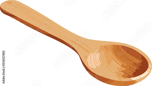 Cuillère en bois stylisée lowpoly isométrique
