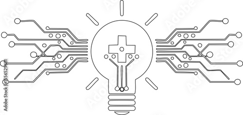 An innovative lightbulb with circuit board connections, suggesting technological advancement and creative ideas