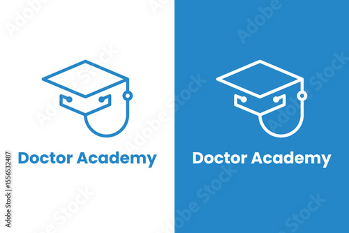 Health Logo vector. Medical education Doctor sign and symbol. graduation cap combined with stethoscope