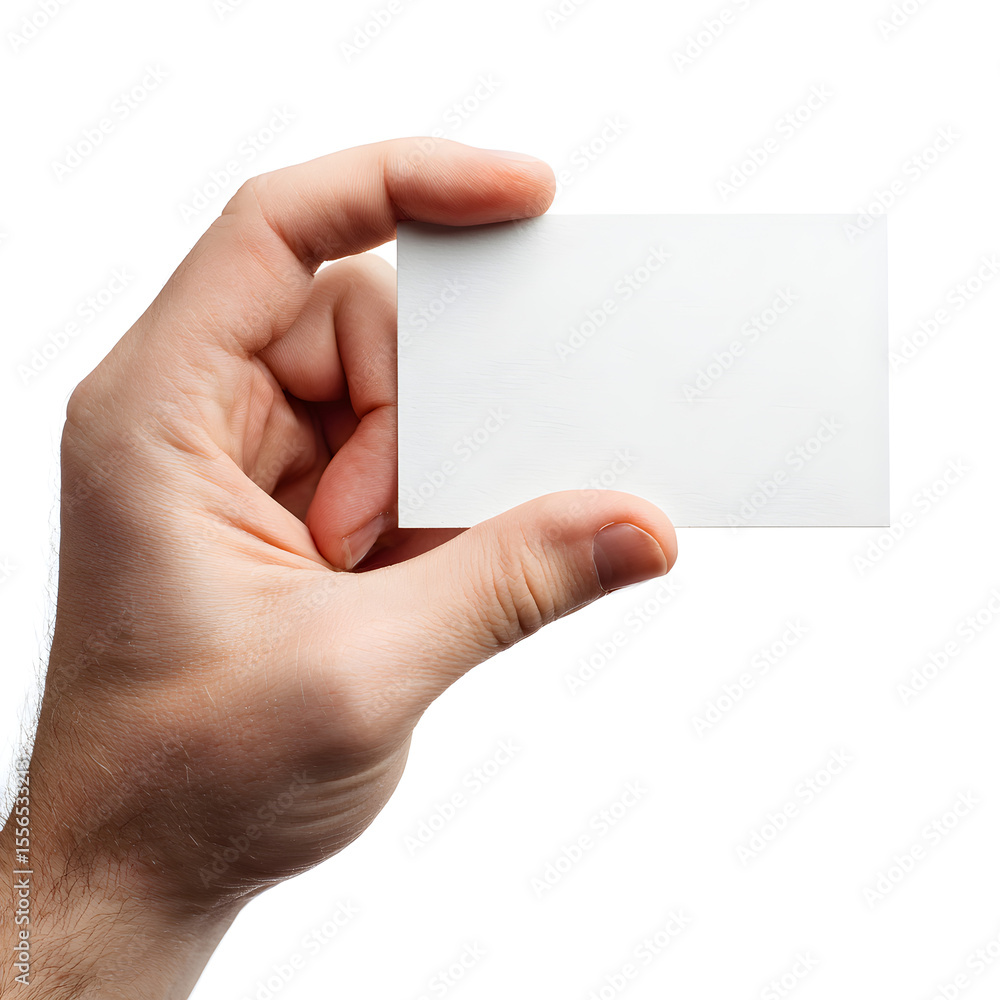Obraz premium Hand Holding Blank White Business Card for Custom Branding