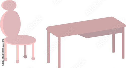 Flat style vector of a modern desk and ergonomic chair. 