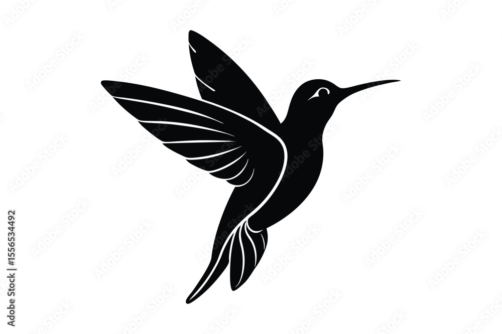 Fototapeta premium Hummingbird silhouette vector bundle illustration, Black Hummingbird silhouette vector 