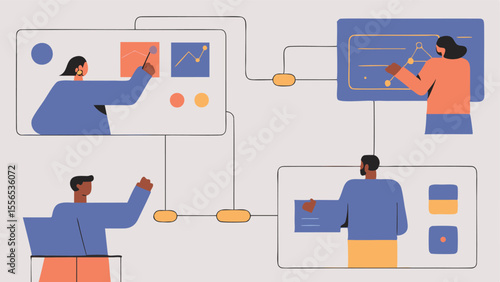 Futuristic Office Where Team Members Interact With