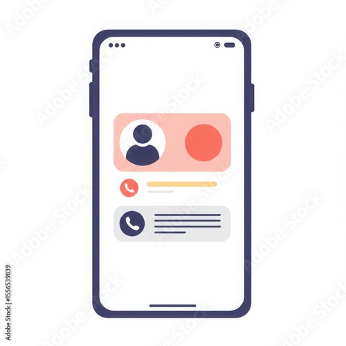 Flat design of a phone screen showing an ongoing video call with the user interface visible