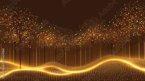 Abstract golden forest landscape