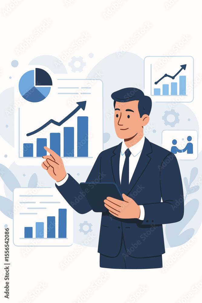 Business professional analyzing data and statistics with digital tablet. Growth charts, bar graphs, teamwork, innovation, productivity, financial success, technology, business analytics concept Business professional analyzing data and statistics with digital tablet. Growth charts, bar graphs, teamwork, innovation, productivity, financial success, technology, business analytics concept