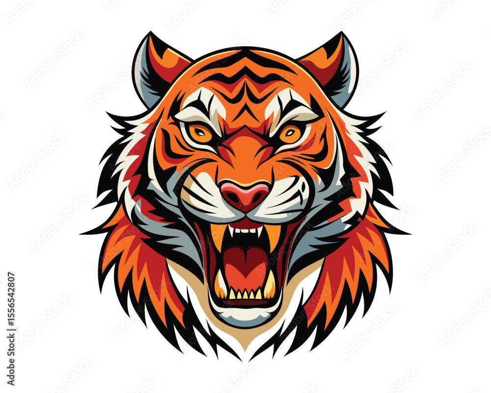 Fierce Roaring Tiger Head Vector Illustration Fierce Roaring Tiger Head Vector Illustration