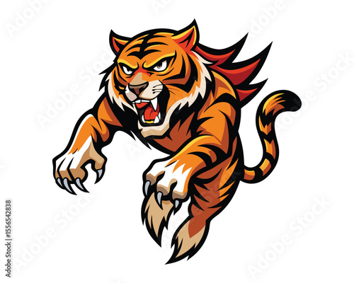 A Fierce Tiger Mid Leap With Sharp Claws Extended