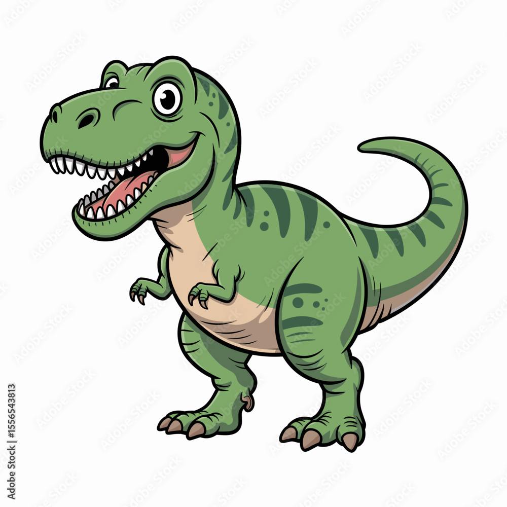 Fototapeta premium Friendly T-Rex Dinosaur Cartoon with Big Smile