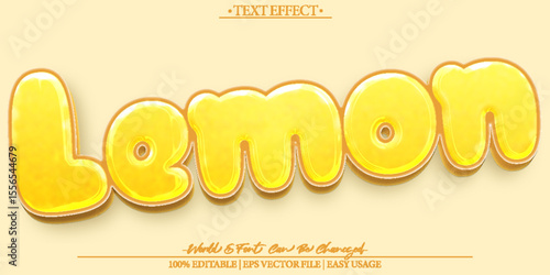 Lemon Vector Text Effect Editable Alphabet Yellow  Lemonade Juicy Mint
