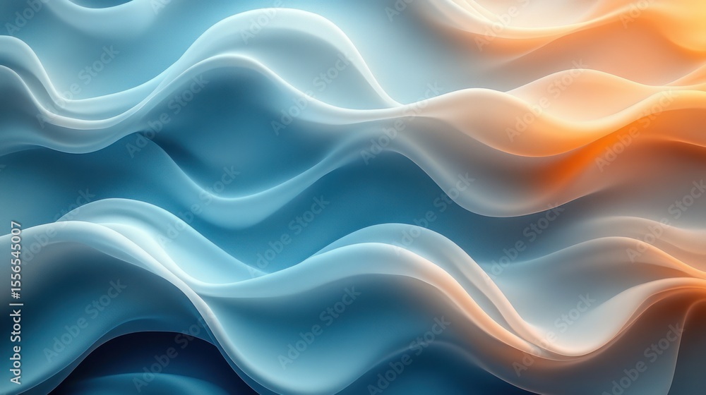 Obraz premium Soft Blue Beige Abstract Wave Pattern Background with Curves