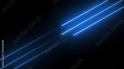 abstraction neon Lines moving up down screen on black background. Abstract neon lights animated