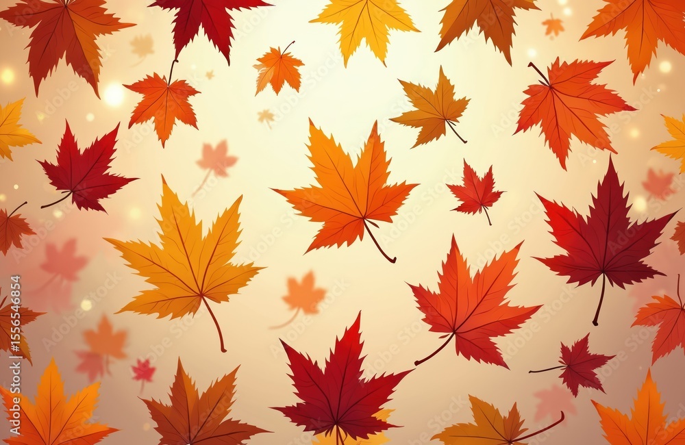 Seamless autumn leaves pattern. Falling red, yellow, orange maple leaves. Seasonal fall background, decorative design, nature artwork, wallpaper, print, fabric, decoration, design. Seamless autumn leaves pattern. Falling red, yellow, orange maple leaves. Seasonal fall background, decorative design, nature artwork, wallpaper, print, fabric, decoration, design.