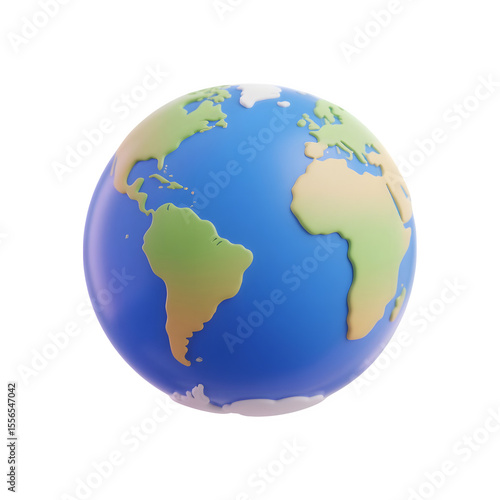 Fototapeta Naklejka Na Ścianę i Meble -  Stylized 3d earth globe with continents and oceans isolated on transparent background
