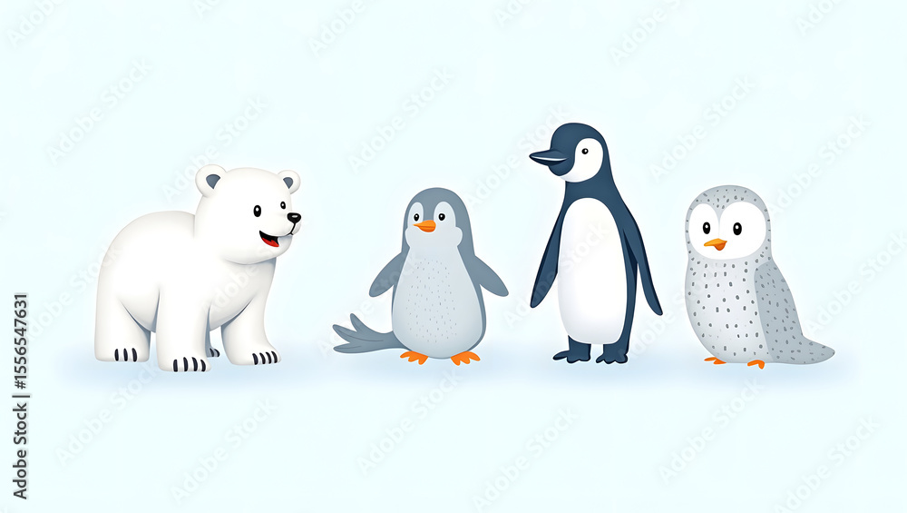 Naklejka premium penguins and ice