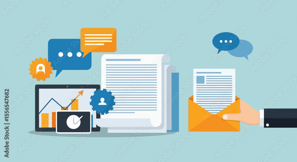 Effective Communication Vector Illustration of Digital & Print Media Effective Communication Vector Illustration of Digital & Print Media