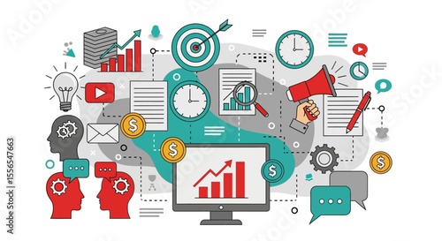 Strategic Business Planning Vector Illustration of Marketing and Growth Strategies
