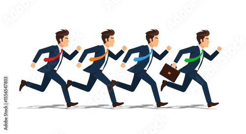 Vector Illustration of Businessmen Running in a Race