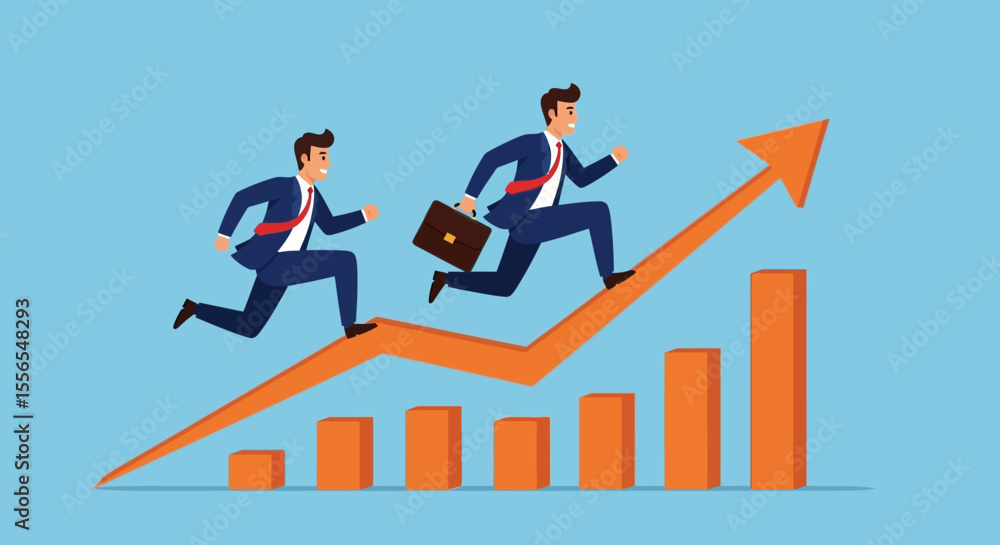 Fototapeta premium Business Growth Teamwork and Success Vector Illustration
