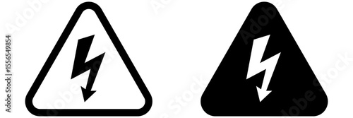 High Voltage Icon. Lightning Bolt Warning Icon. Electrical Hazard Icon.