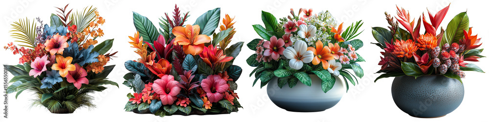 custom made wallpaper toronto digitalAbstract floral pattern set with rare plants on transparent background