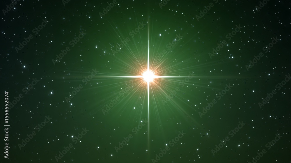 Bright Star in Deep Green Starfield Bright Star in Deep Green Starfield