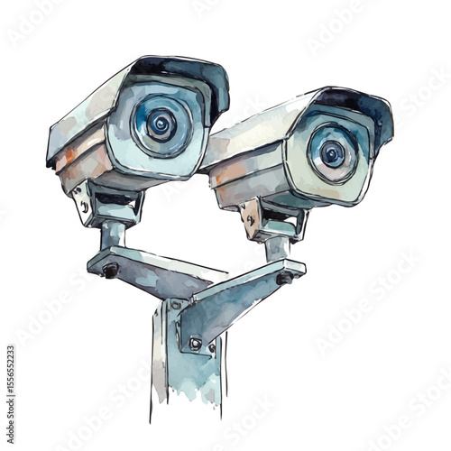 Webcams, watercolor vector, isolated on a white background.