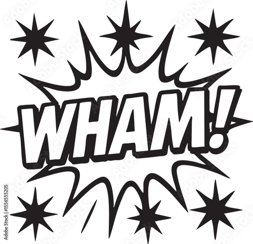 Dynamic Comic Book WHAM! Sound Effect Explosive Action Graphic Design Element