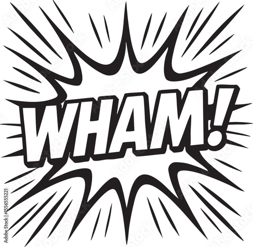 Dynamic Comic Book Wham! Explosion Retro Pop Art Design Element