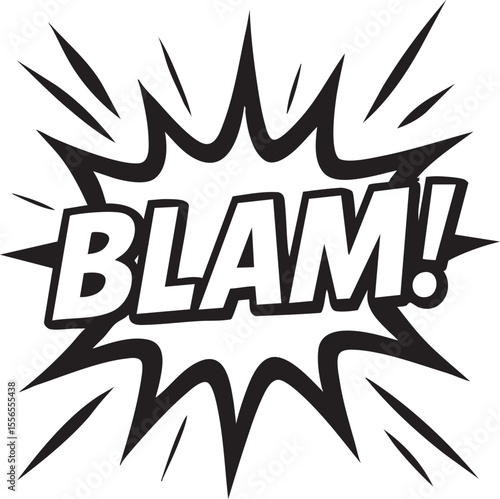 Dynamic Comic Book Blam! Explosion Sound Effect  High-Impact Graphic Design Element