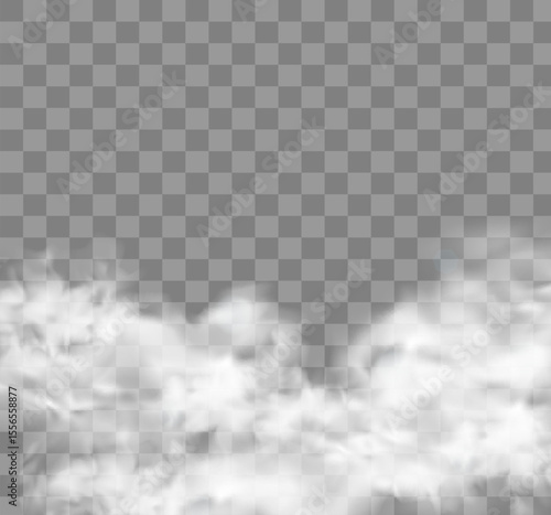 White smoke or fog effect. Large mist on a transparent background. Realistic vector illustration. Eps 10