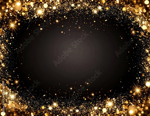 Gold glitter border on black