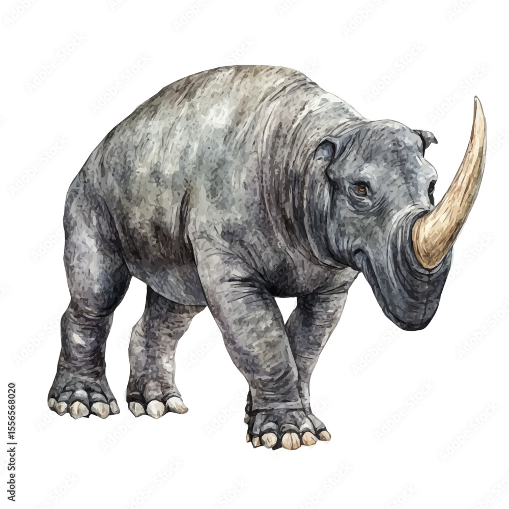 Obraz premium watercolor vector of Uintatherium, isolated on a white background.