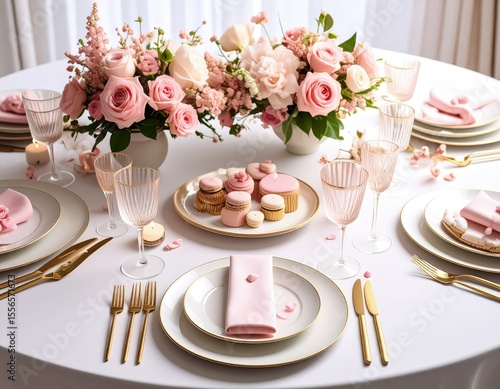 Elegant pink floral table setting