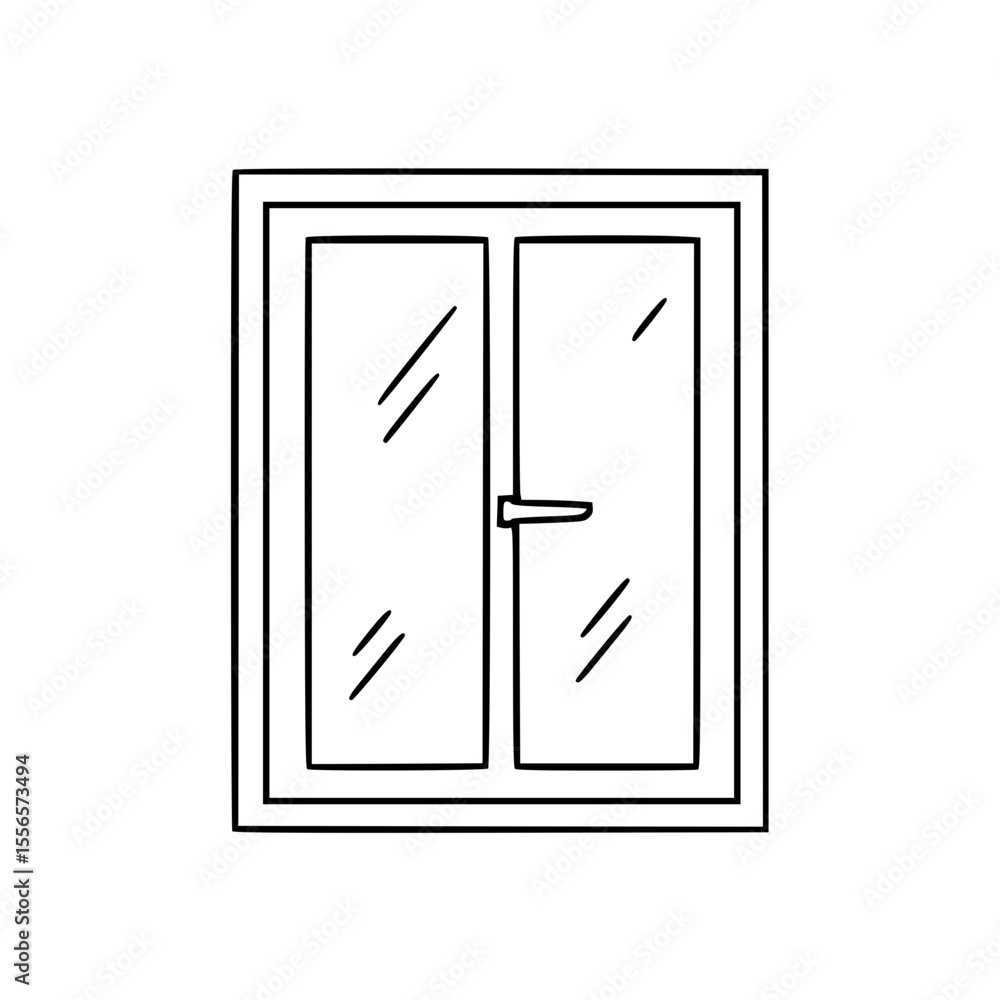 Simple outline drawing of a double glass window with frame  