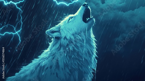 A howling wolf in a storm (1)