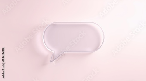 Transparent Glass Speech Bubble on Pale Pink Background