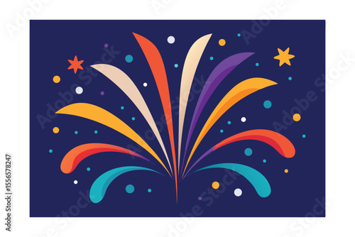 Colorful Fireworks Celebration: An artistic illustration of fireworks bursts with vibrant colors, perfect for evoking feelings of festivity, joy, and jubilation during special events and holidays.