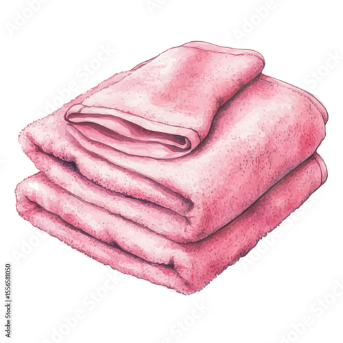 Towel, watercolor drawing vector, isolated on a white background.