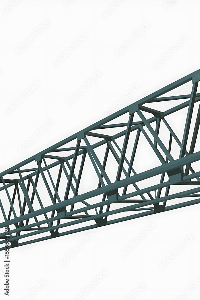 Naklejka premium Steel bridge truss structure, strong and functional. 