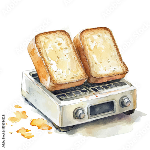 Toaster, watercolor clipart vector, isolated on a white background.