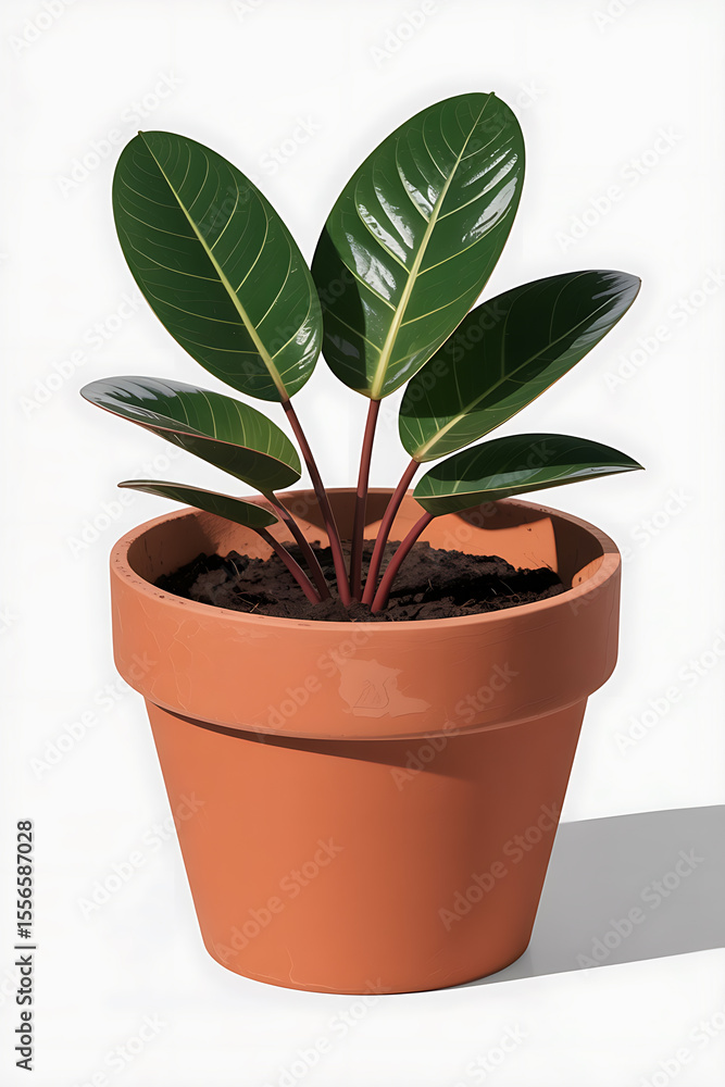 Fototapeta premium Small plant in terracotta pot. 