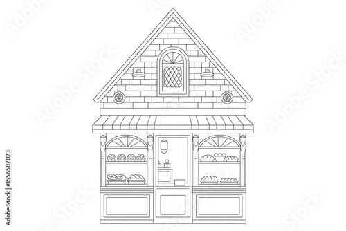 Simple drawing of a charming bakery shop.
