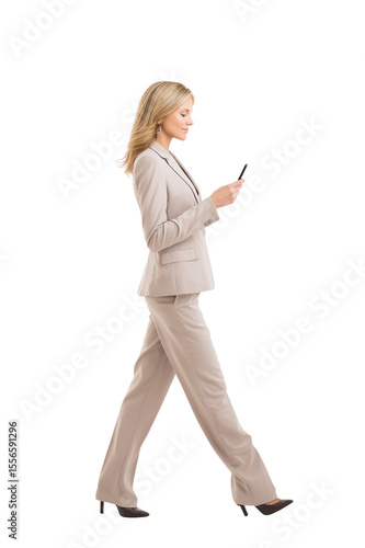 People looking on phone in walking pose transparent background